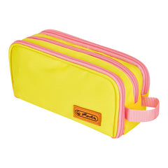 Penar tip Etui, Neon, 3 Compartimente, Galben/ Roz, Herlitz