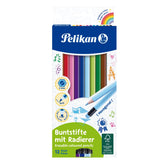 Creioane Colorate, cu Radieră, 12 culori/set, 700689, Pelikan
