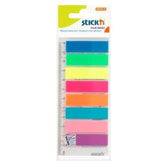 Index Plastic, Color Neon Transparent, + Riglă, 45 x 12 mm, 8 x 25 file/set, Stick"n