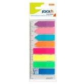 Index Plastic, Color Neon Transparent, + Index Săgeată, 45 x 12 mm, 8 x 25 file/set, Stick"n
