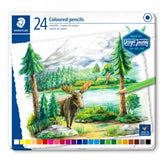 Creioane colorate, 24 culori/set, Cutie Metalilcă, Staedtler