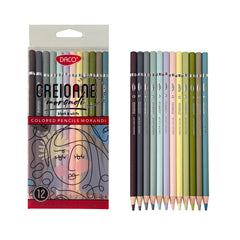 Creioane colorate, Morandi, 12 culori/set, Daco
