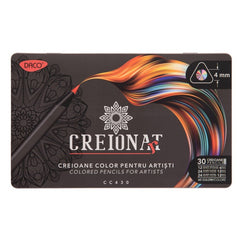 Creioane colorate, bicolore, 30 buc/set, Cutie Metalică, Daco