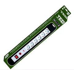 Prelungitor cu Protecție, 5 Metri 6 Prize, Schuko cu Reset & Led & Switch, Cablu 3 x 1.5mm, Ted Electric