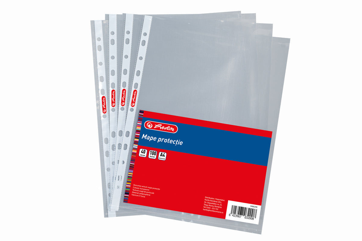 Folie Protecție, A4, 40 microni, 100 buc/set, Herlitz