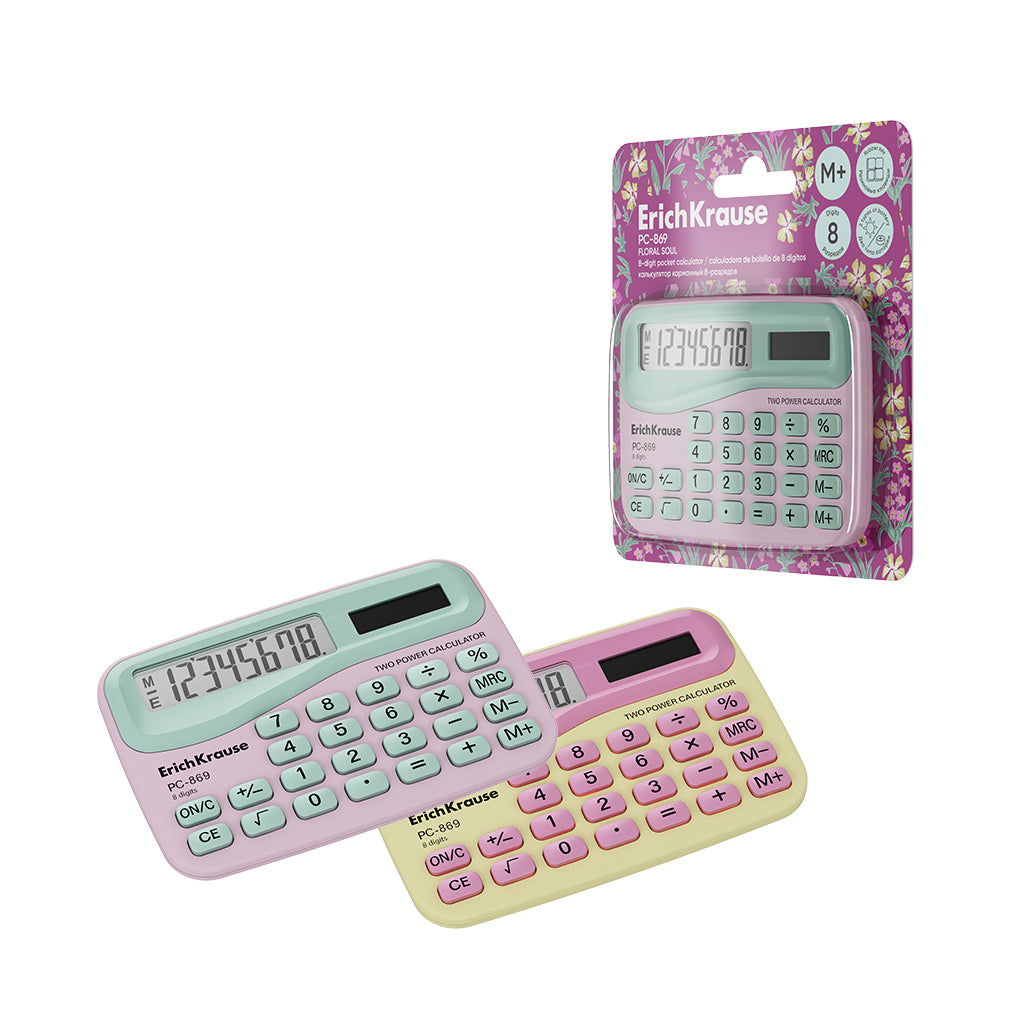 Calculator, 8 digit, Floral, ErichKrause