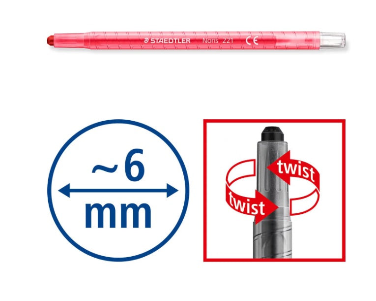 Creioane cerate, 12 culori/set, Noris Twist, Staedtler