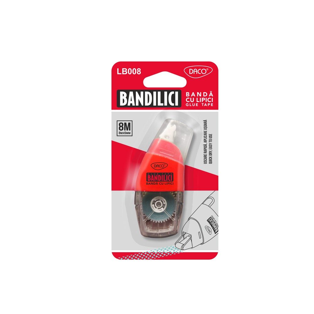 Lipici Bandă, 8 m x 6 mm, Bandilici, LB008, Daco