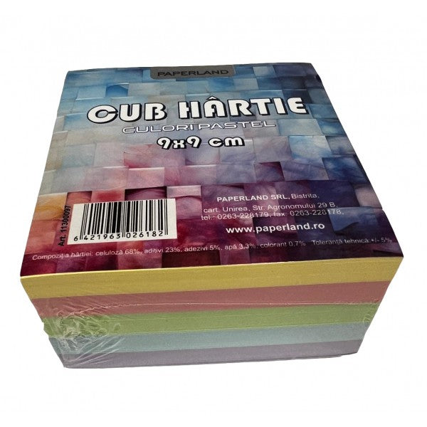 Cub Hârtie Color, 9 x 9 cm, 500 file, Paperland