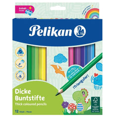 Creioane Colorate, Jumbo, Ascuțitoare, 12 culori/set, 700160, Pelikan