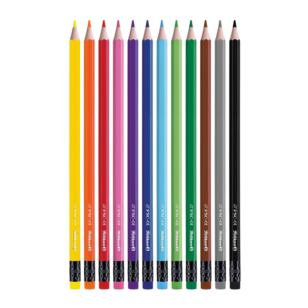 Creioane Colorate, cu Radieră, 12 culori/set, 700689, Pelikan