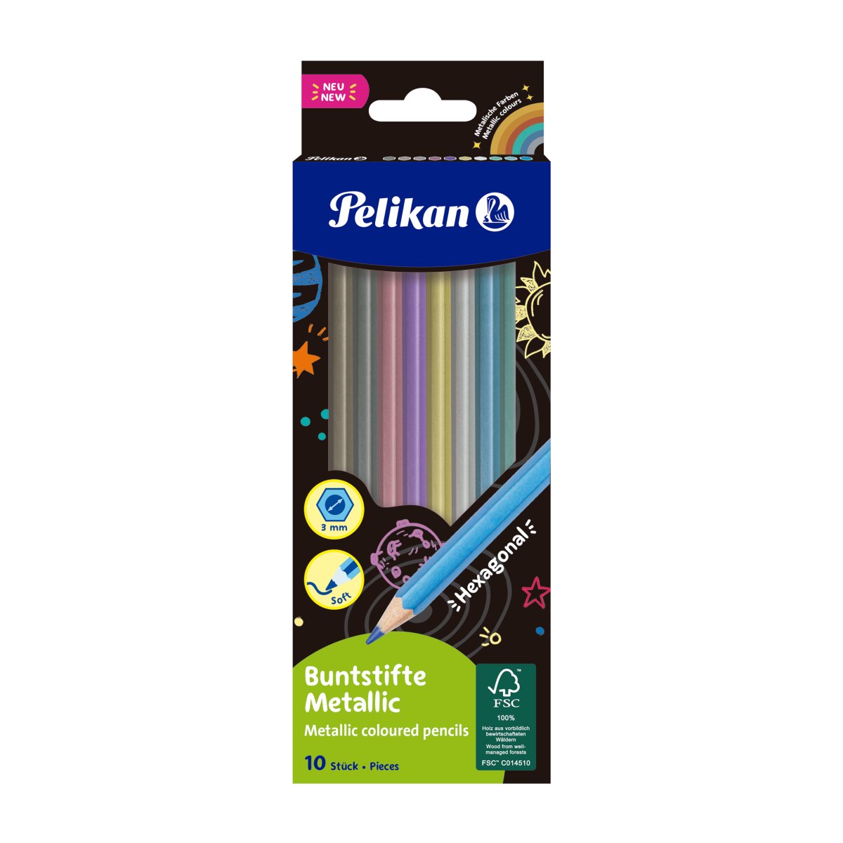 Creioane Colorate, Metalizate, 12 culori/set, 701235, Pelikan