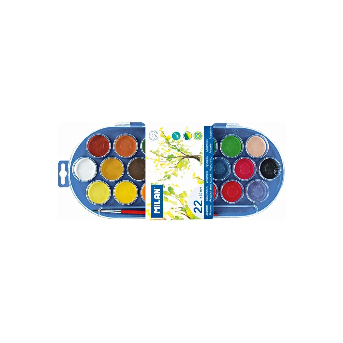 Set Acuarele, 22 Culori, Pensulă, Milan, 80022