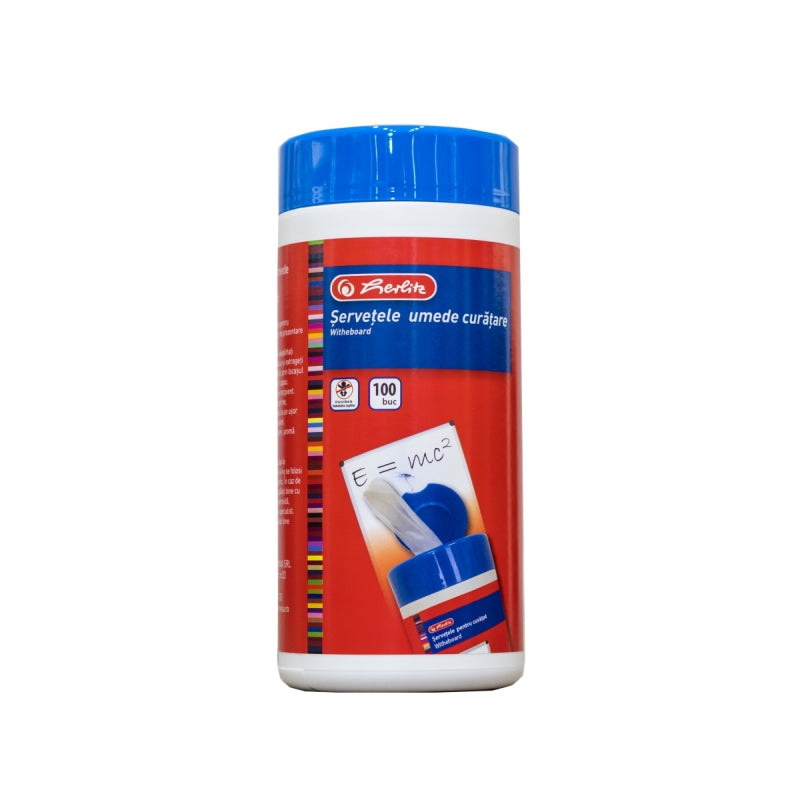 Șervețele Umede Whiteboard, 100 buc/tub, Herlitz