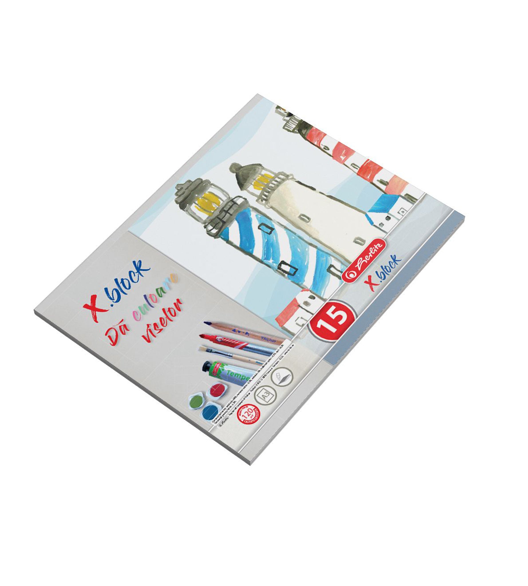 Bloc Desen, A3, 15 File, A3, 120g/mp, 250g/mp, 300g/mp, X.Block, Herlitz