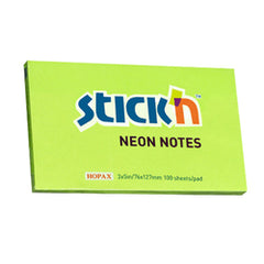 Notes Autoadeziv Neon, 76 x 127 mm, 100 file, Stick"n