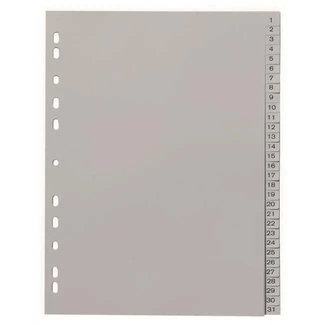 Index Plastic Gri, A4, Numeric 1-31, Optima