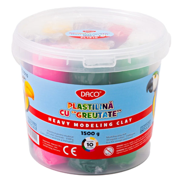Plastilină, 10 culori, în Găleată, PL1510, Daco