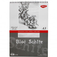 Bloc Schițe, A4 & A3, 30 file, 160 g/mp, Daco