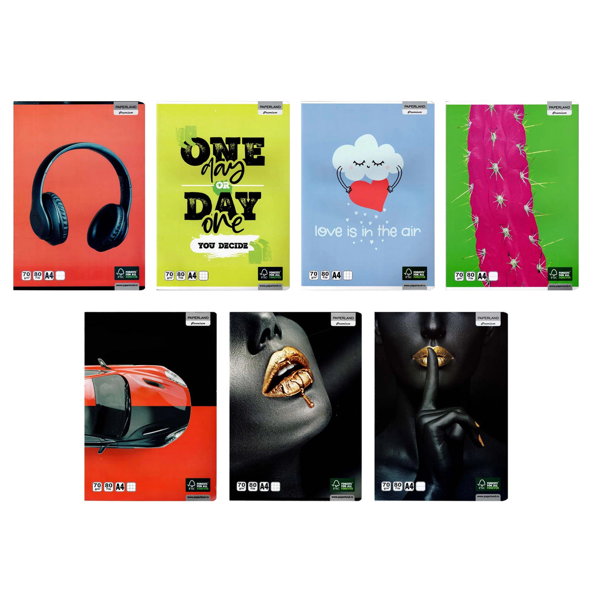 Caiet A4, 80 File, Premium, 70 g/mp, Paperland