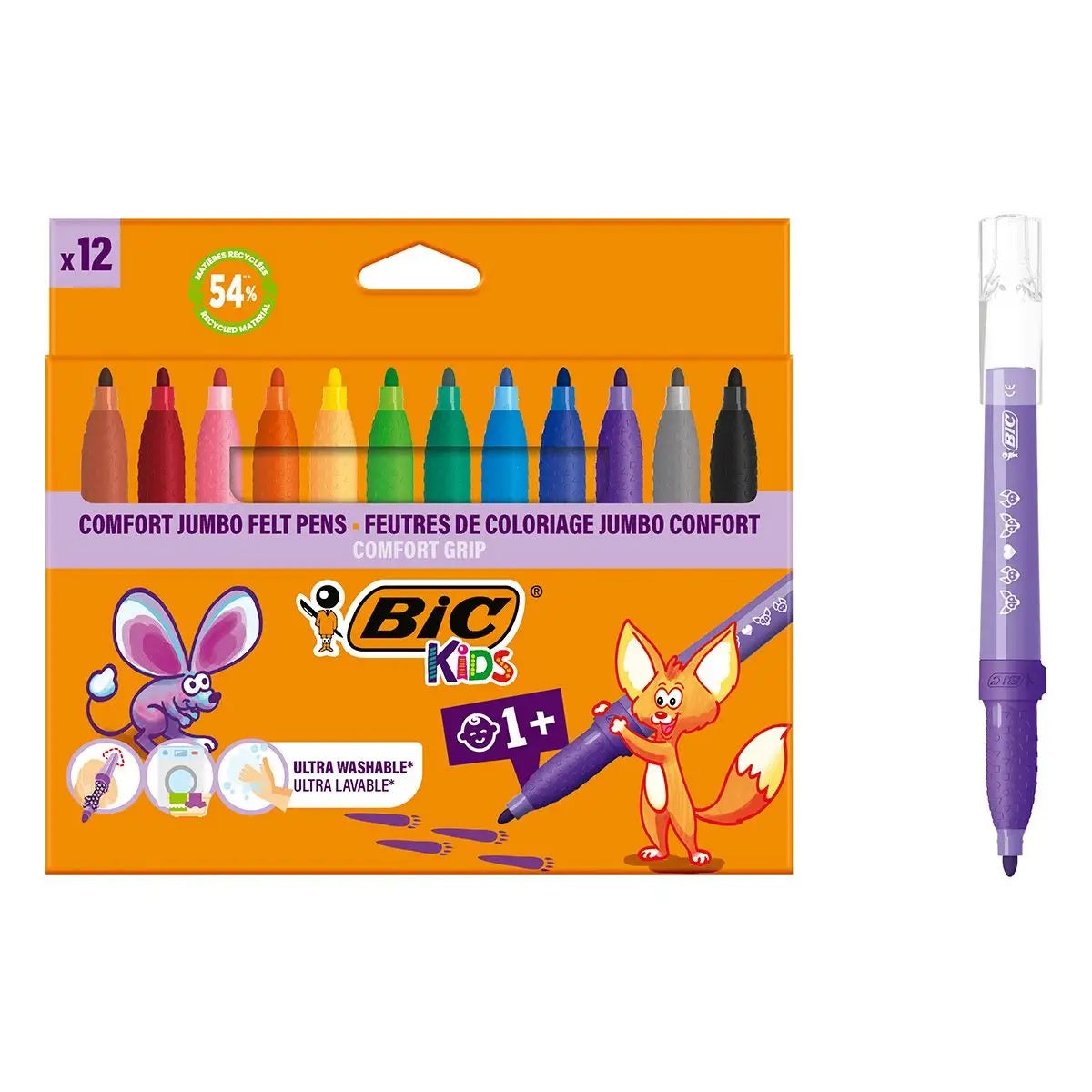 Carioca KIDS Comfort Jumbo, 12 culori/set, Bic