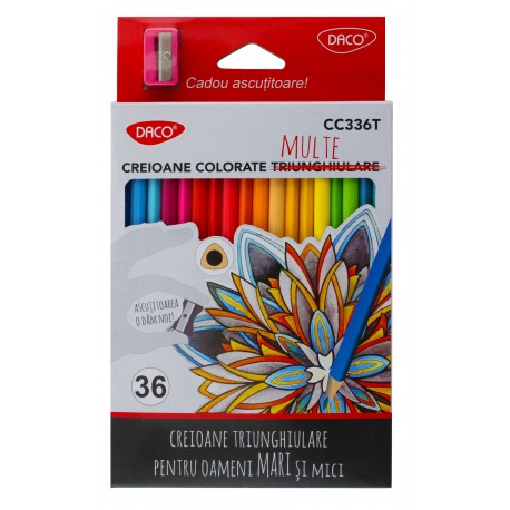 Creioane colorate, 36 culori/set, Triunghiular, Daco