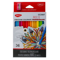 Creioane colorate, 36 culori/set, Triunghiular, Daco