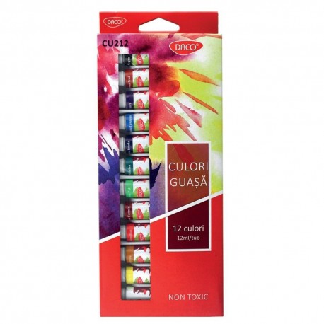 Culori Guașă, 12 culori/set, CU212, Daco