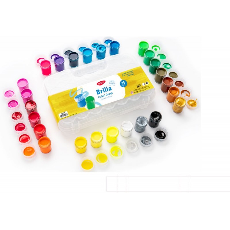 Culori Guasă, 25 culori/set, Brilia, CU225, Daco