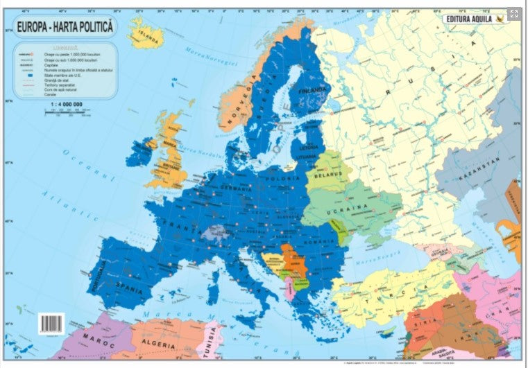 Hartă Europa, 70 x 100 cm, Aquila