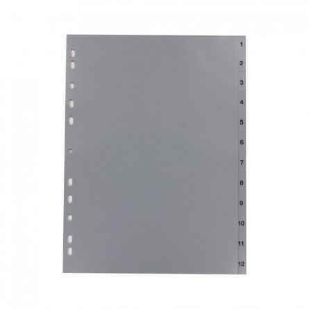 Index Plastic Gri, A4, Numeric 1-12, Optima