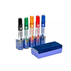 Kit Marker Whiteboard Master, 5 buc/set, + Burete Pilot, + Suport Magnetic, Pilot