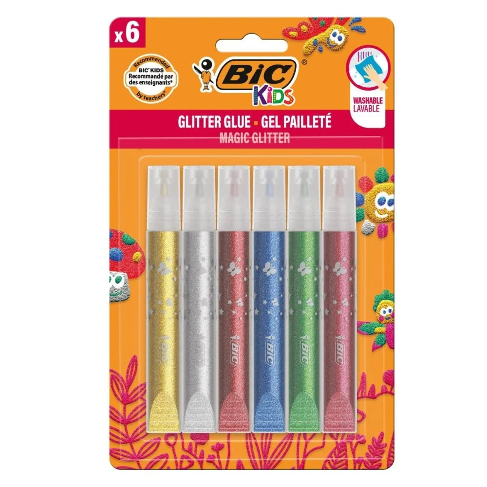 Lipici  Glitter, 6 culori / set, Bic