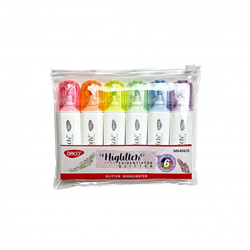 Textmarker Glitter, 6culori / set, MK404/6, DACO