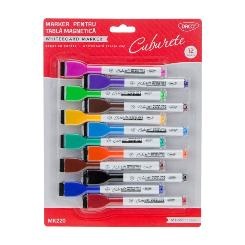 Marker Whiteboard, cu Burete, 12 buc/set, Daco
