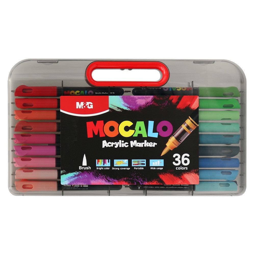 Markere cu Vopsea Acrilică, Vârf Pensulă, 36 culori/set, MOCALO M&G
