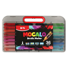 Markere cu Vopsea Acrilică, Vârf Pensulă, 36 culori/set, MOCALO M&G