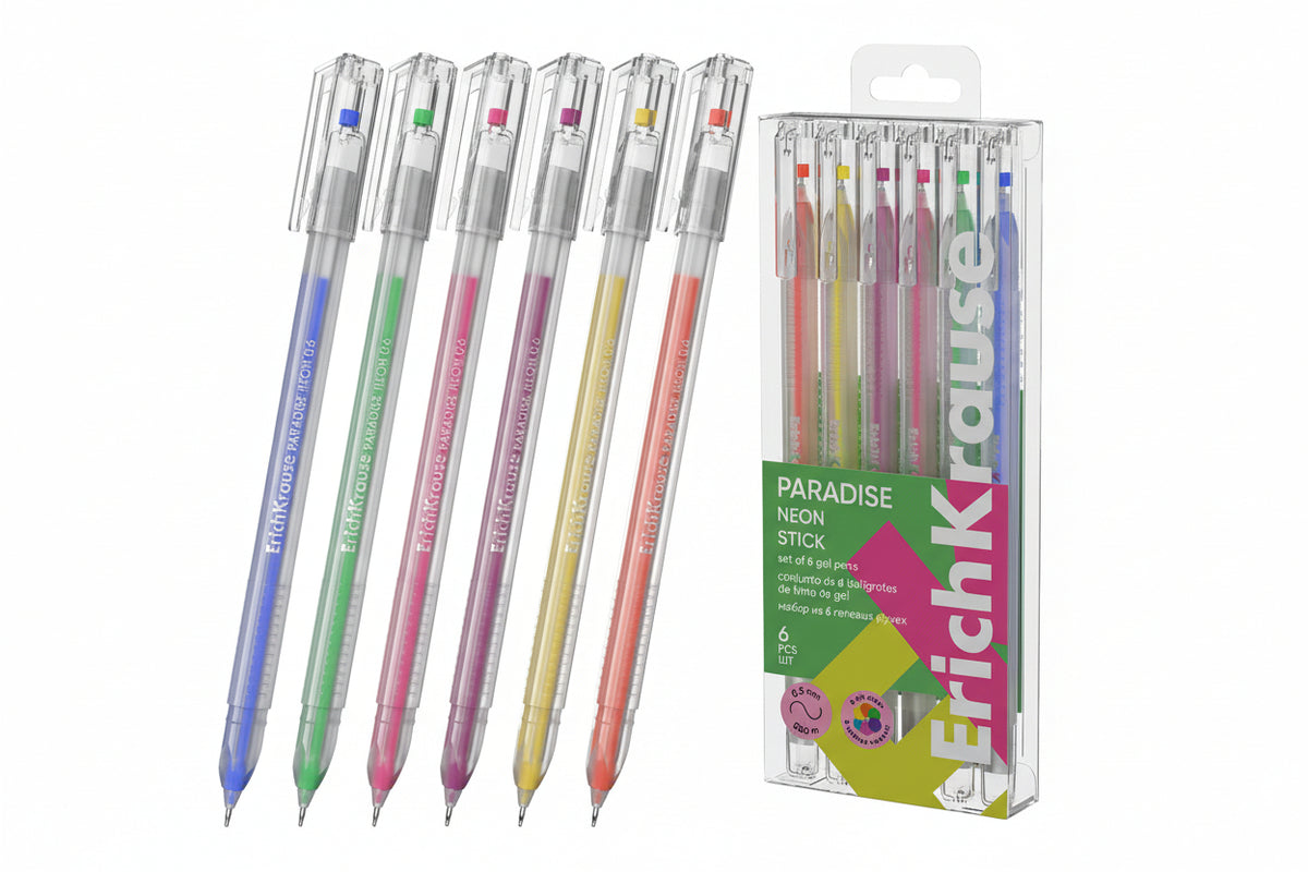 Set Pix cu Gel, Paradise Stick Neon, 6 buc/set, 0.6 mm, ErichKrause