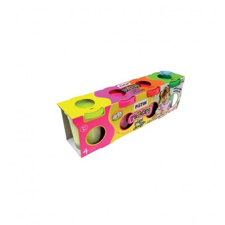 Plastilină Ușoară, 4 culori neon, Modeling Dough Fatih