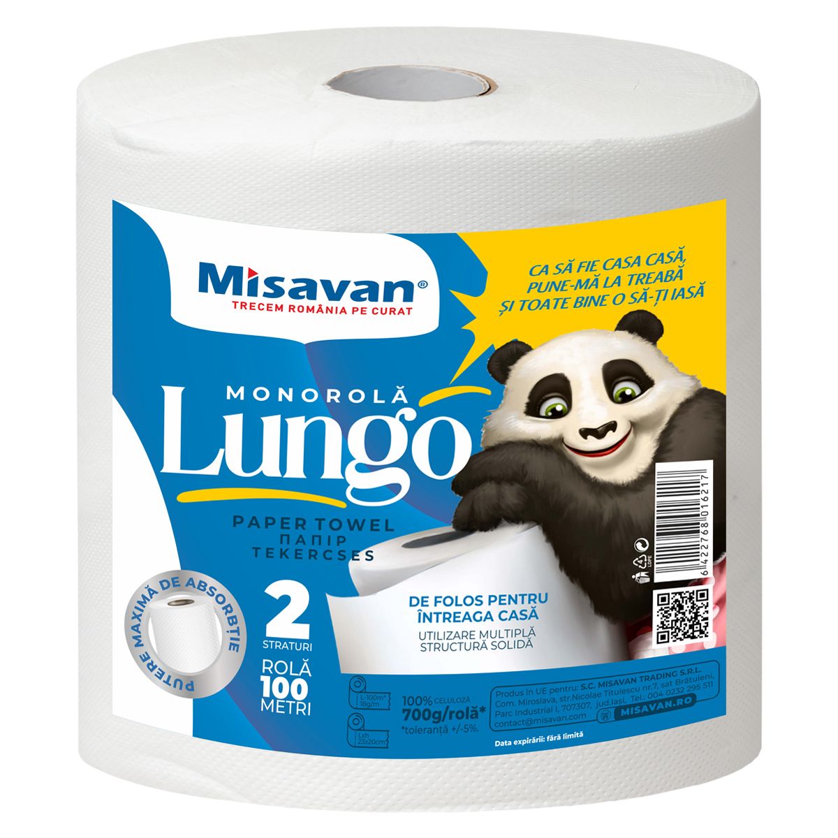Prosop Hârtie Alb, 2 straturi, 100 m, Misavan
