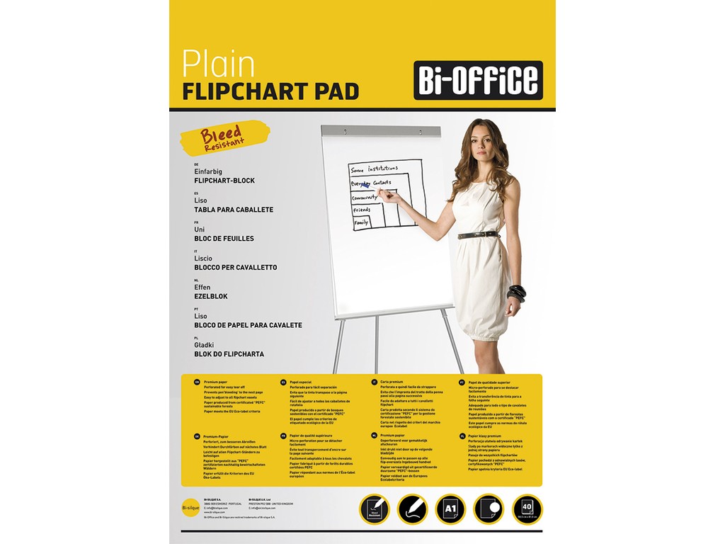 Rezervă Hârtie pentru Flipchart, 50 coli/top, 65 x 98 cm, Bi-silque