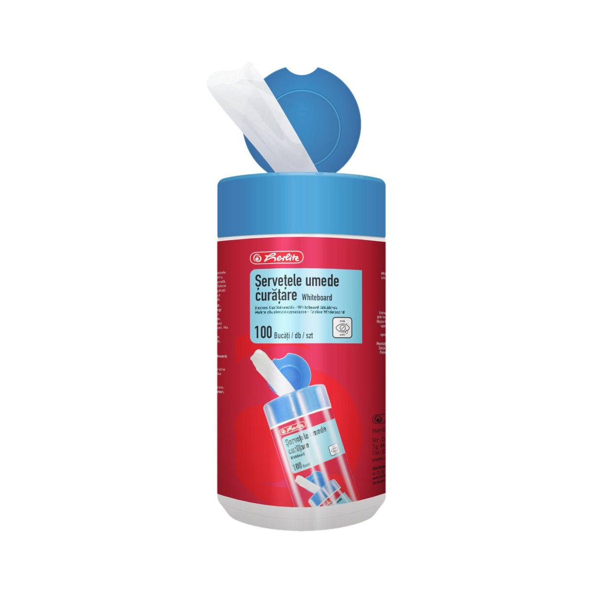 Șervețele Umede Whiteboard, 100 buc/tub, Herlitz