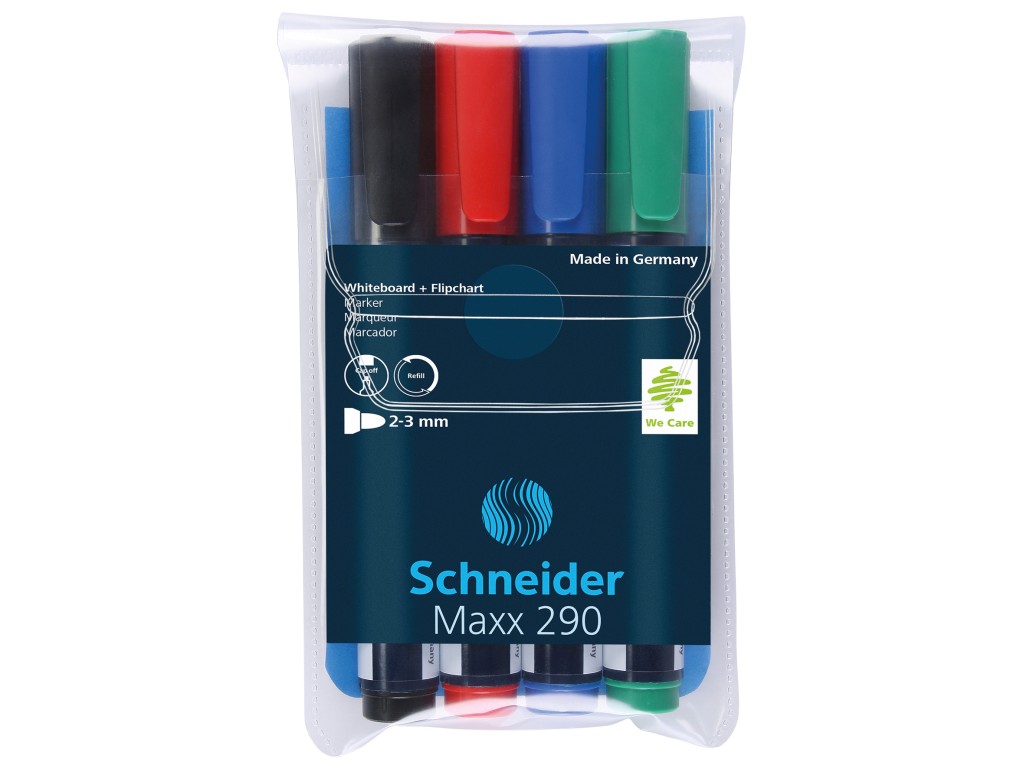 Marker Whiteboard și Flipchart, Maxx 290, 4 buc/set, Schneider