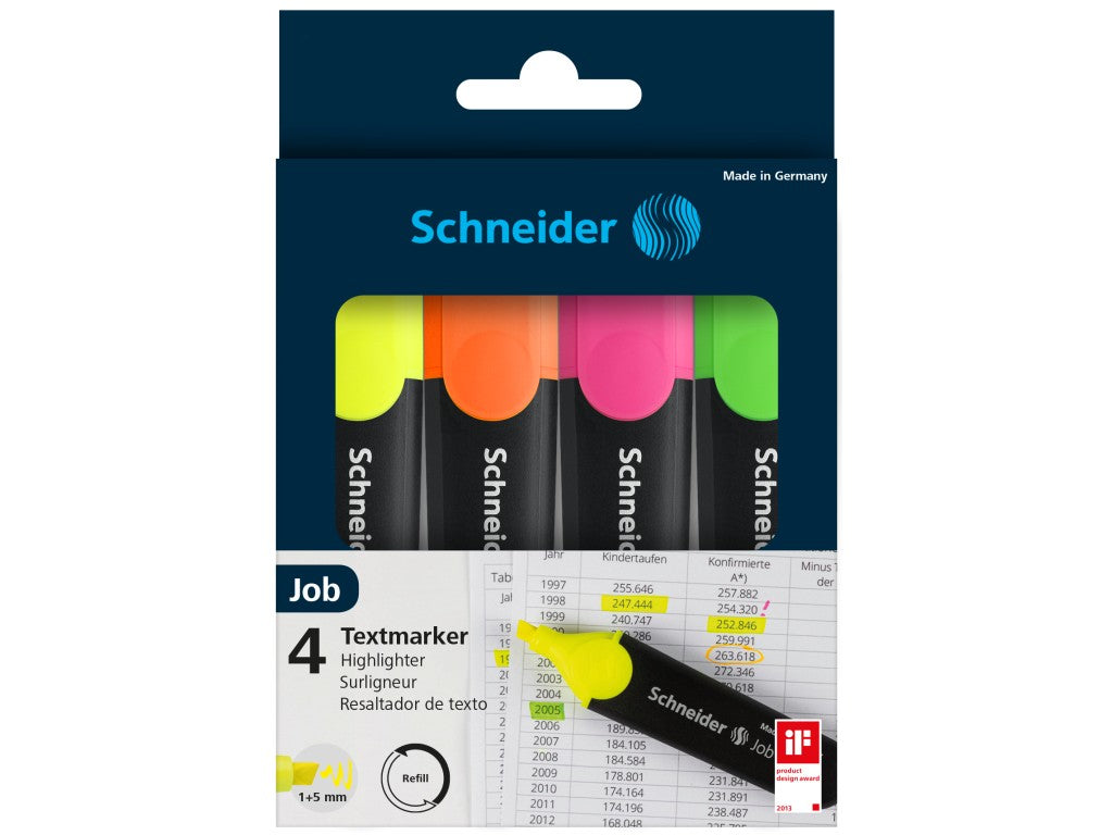 Textmarker Job, 4 buc/set, Schneider
