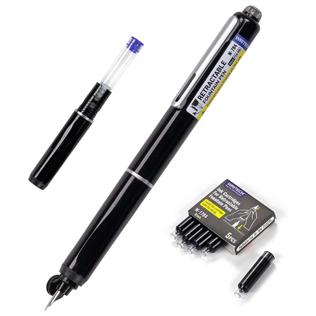 Stilou Retractabil, 5 Rezerve Cerneală, WRITECH