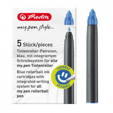 Rezerve Roller My.Pen, Cerneală Albastră, 5 buc/set, Herlitz