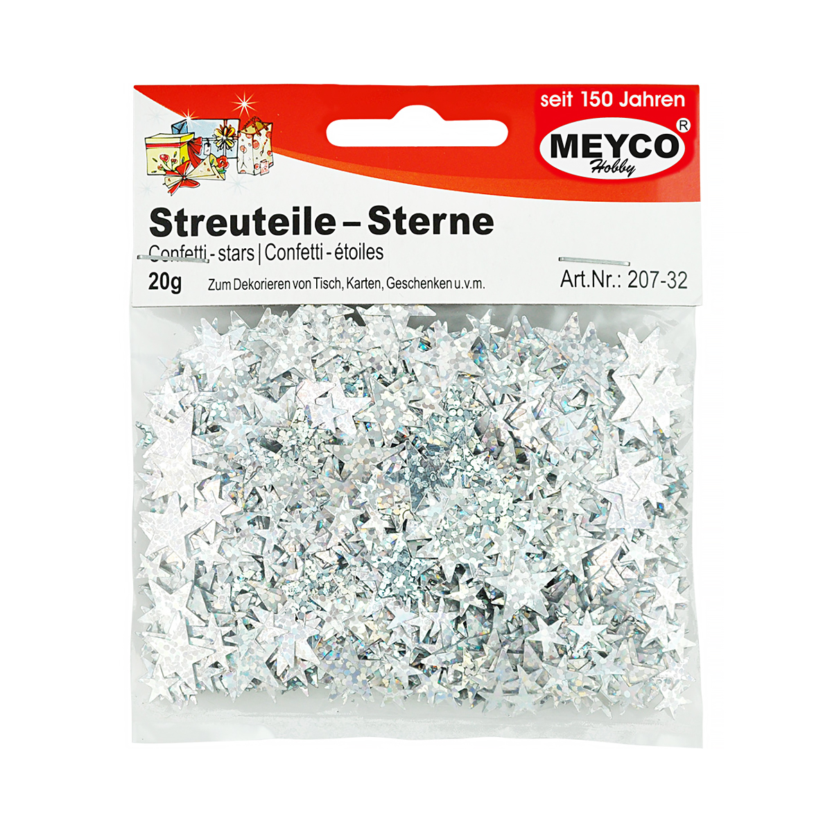 Confetti Steluțe, 20 Grame, Argintii, Meyco, 207-32